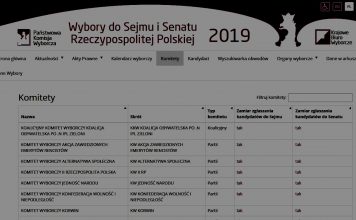 Patologia systemu wyborczego. Doświadczenia A.D. 2019 PolitykaPolska PKW Komitety wyborcze 2019 fragment
