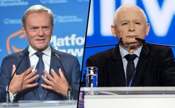 Partie słupów PolitykaPolska Kaczynski Tusk