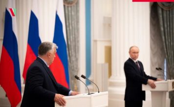 Orban: „Jeśli sojusz wybierze wojnę zamiast pokoju, popełni samobójstwo.” PolitykaPolska Viktor Orban i Wladimir Putin na konferencji prasowej